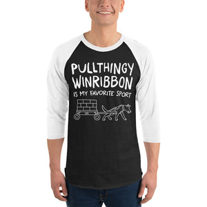 Open image in slideshow, 3/4 sleeve dark raglan: pullthingy winribbon
