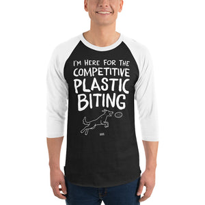 Open image in slideshow, 3/4 sleeve dark raglan: competitive plastic biting
