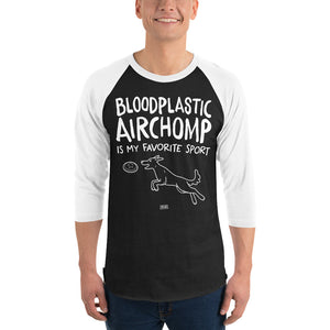 Open image in slideshow, 3/4 sleeve dark raglan: bloodplastic airchomp
