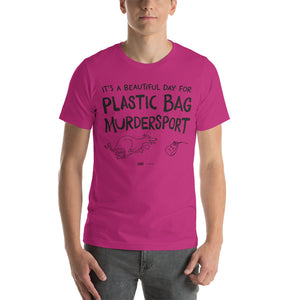 Open image in slideshow, unisex t-shirt: plastic bag murdersport (sighthound version)
