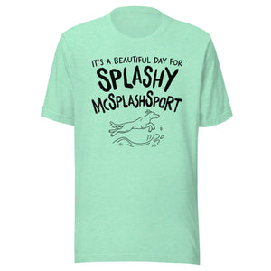 Open image in slideshow, unisex t-shirt: splashy mcsplashsport (black print)
