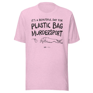 unisex t-shirt: plastic bag murdersport (borzoi version)