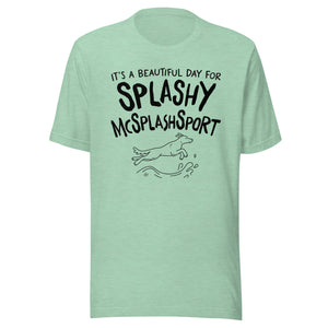 unisex t-shirt: splashy mcsplashsport (black print)