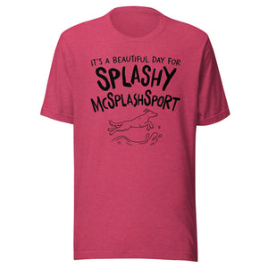 unisex t-shirt: splashy mcsplashsport (black print)