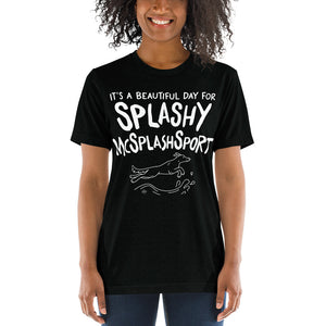 Open image in slideshow, unisex tri-blend t-shirt: splashy mcsplashsport
