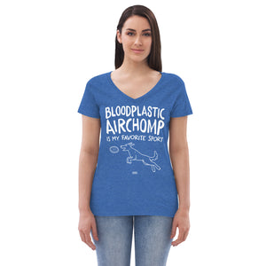 women's recycled v-neck: bloodplastic airchomp