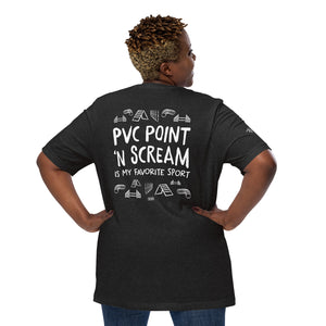 Open image in slideshow, unisex t-shirt: pvc point &#39;n scream (BACK PRINT)
