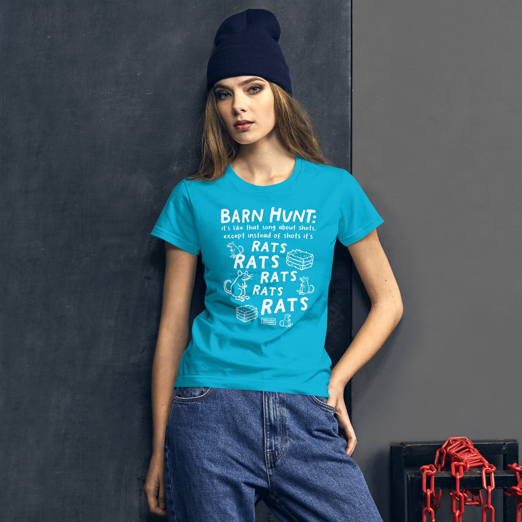 women's fitted t-shirt: barn hunt