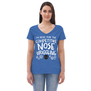 women's recycled v-neck: competitive nose wriggling