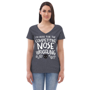 women's recycled v-neck: competitive nose wriggling